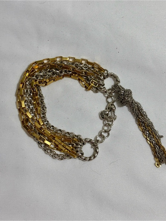 Brighton Jewelry - Vintage Retired Brighton "In The Mix" Mixed Metal Chain Tassel Bracelet -7" long
